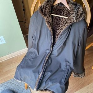 1 Madison Reversible Brown Faux Leather/Fur Coat